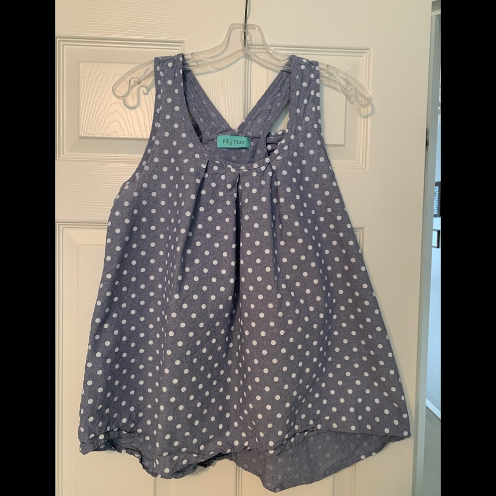 Adorable grey polka dot halter tank